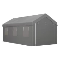 Outsunny Garaje Exterior para Coche 6x3 m Impermeable con Tejido PE Resistente Marco de Acero Paredes Desmontables Gris Claro(m-9)