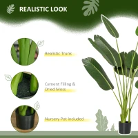 HOMCOM Bananier Artificial 160 cm cu Ghiveci și 10 Frunze Realiste, Plantă Artificială Tropicală pentru Decorațiuni Interioare și Exterioare, Verde(m-4)