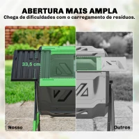 Outsunny Compostador Giratório 200L com Sistema de Ventilação e Base Metálica para Compostagem de Resíduos Orgânicos Verde(m-6)