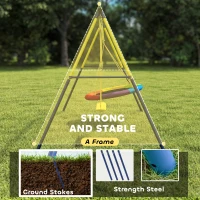 AIYAPLAY Kids Swing Set with Double Swings, Outdoor Playset with Adjustable Ropes, Metal Frame for Ages 3-8, 150kg Capacity(m-5)