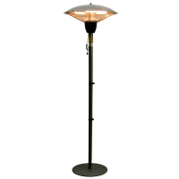 Parasol chauffant infrarouge 9 m² et IP44 chauffage d'appoint sans CO₂ dim. Ø 44 x 195 cm chauffage radiant sur pied 1500 W métal gris(m-11)