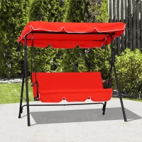 Outsunny Balancelle de Jardin 3 Places Toit Inclinaison réglable Coussins Assise et Dossier 1,72L x 1,1l x 1,52H m Acier Noir Polyester Rouge(m-10)
