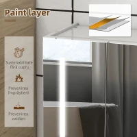 kleankin Dulap de Baie cu Oglinda cu LED,  Alb Lucios(m-13)