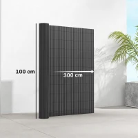 Outsunny 2Pcs Plastic Privacy Screening Fence, 1m x 3 m Waterproof Windbreak Fence, Dark Grey(m-3)