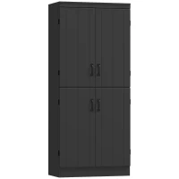 HOMCOM Bufet înalt pentru bucătărie, dulap de bucătărie cu 4 uși, 6 niveluri și rafturi reglabile, 76 x 40 x 176,7 cm, negru(m-7)