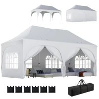 Outsunny Carpa Plegable 6x3 m Pop-up con 6 Laterales Desmontables Altura Ajustable y Bolsa de Transporte Gris Claro(m-10)