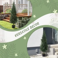 HOMCOM Sztuczna Cyprysowa Roślina 120 cm z Mchem, Odporna na UV Plastikowa Roślina w Doniczce, Dekoracyjny Sztuczny Drzewko do Salonów, Sypialni, Biur, Ogrodów, Prezent(m-6)