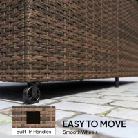 Outsunny 650L Garden Storage Box with 2 Wheels, Rattan Deck Box with Waterproof Zipped Liner, Safe Pneumatic Rods, Mixed Brown(m-8)