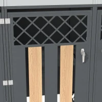 Abschließbare Mülltonnenbox, für 4 Standardtonnen mit integriertem Blumentrog, 264x80x124.5 cm, Grau+Naturfarbe(m-10)