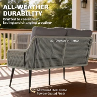 Outsunny Rattan Garden Furniture Set, 4 Piece Outdoor Patio Furniture with Tempered Glass Table and Chairs, Indoor Balcony Conservatory Set(m-6)