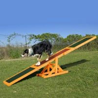 PawHut Agility sport pour chien bascule - bascule pour chien - équipement entrainement chien - bois pré-huilé feutre bitumé antidérapant brique vert(m-10)
