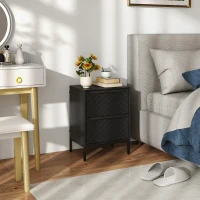 HOMCOM Chest of Drawers, Dresser with 2 Fabric Drawers and Aluminium Handles - Black(m-9)