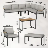 Outsunny 7 Seater Garden Furniture Set, Metal Garden Sofa Set with Cushions, Outdoor Furniture Conversation Sets, Light Grey(m-3)