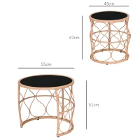 Outsunny Lot de 2 tables basses gigognes de jardin table d'appoint ronde encastrables résine tressée imitation rotin(m-3)