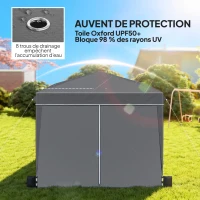 Outsunny Tonnelle de jardin exterieur 3x3m, tonnelle pliante avec parois latérales, protection UV 50+, sac de transport, gris(m-4)