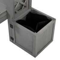 Banco-pérgola con maceteros y enrejado curvado, función triple: banco, macetero y soporte para trepadoras, 160x30,5x160 cm, Gris(m-12)