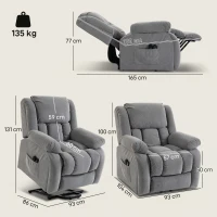 HOMCOM Recliner Armchair Lift Chair, Electric Recliner Chair with Vibration Massage and Heat, Wide Seat, USB Port, Light Grey(m-3)