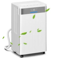 HOMCOM Desumidificador 12L/dia Silencioso com 3 Modos Ecrã LED Temporizador 24H Bloqueio Infantil e Drenagem Contínua 25x22x44,5 cm Branco(m-10)