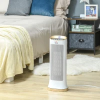 HOMCOM Chauffage d'appoint 1000W/2000W PTC chauffage électrique LED tactile 45° oscillation minuterie 8H télécommande blanc(m-10)