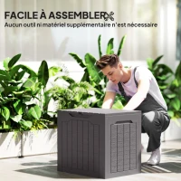 Outsunny Coffre de rangement extérieur 93L avec poignées encastrées, malle de rangement extérieur étanche 56 x 41 x 50 cm, marron(m-4)
