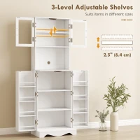 HOMCOM Mobilă de Depozitare pentru Bucătărie cu 2 Dulapuri și 8 Rafturi, din Lemn și Acrilic, 60x39.5x179.6 cm, Alb(m-5)