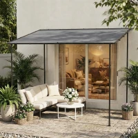 Outsunny 3 x 2 m Lean to Garden Pergola, Metal Frame Gazebo Pergola with UPF30+ Protection, Sloped Roof, Drainage Holes, Grey(m-2)