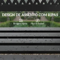 Outsunny Banco de Jardim Exterior de 2 Lugares com Assento Ripado, Apoios de Braço e Estrutura de Aço 119x50x75 cm Preto(m-7)