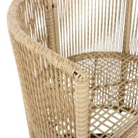 5-teiliges PE‑Rattan-Gartenmöbel-Set, 3‑Sitzer-Sofa, 2 Sesseln und Glastisch, Beige+Schwarz+Weiß(m-13)