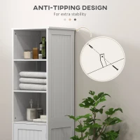 HOMCOM Slim Bathroom Storage Cabinet, Tall Bathroom Cabinet with 3 Open Shelves and Adjustable Shelf, White(m-7)