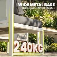 Outsunny 6 Seater Metal Garden Furniture Corner Sofa Set with 3 Loveseats, Faux Wood Table, Texteline Seat, Cushions, White(m-8)