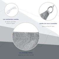 Outsunny Toldo Vela Rectangular 4x3 m Protección Rayos UV con Bolsa de Transporte Anillas de Acero Inoxidable y Cuerdas Gris(m-6)