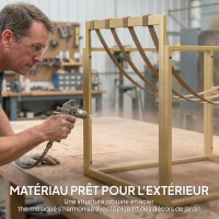 Outsunny Salon de jardin extérieur 4 pièces avec coussins ultra-épais 15cm canapé 2 places avec table basse et 2 fauteuils kaki(m-6)