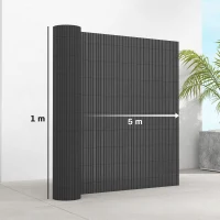 Outsunny 2Pcs Plastic Privacy Screening Fence, 1m x 5 m Waterproof Windbreak Fence, Dark Grey(m-3)