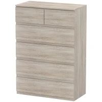 HOMCOM Comodă 6 sertare, mobilier de depozitare fără mânere design minimalist 80 x 39 x 115 cm lemn natural(m-7)