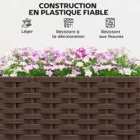 Outsunny Jardinière avec treillis, bac à fleurs sur roulettes avec système d'auto-arrosage, 120x40x192cm, marron(m-8)