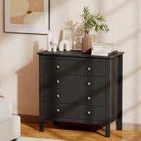 HOMCOM 5 Drawer Dresser for Bedroom, Modern Chest of Drawers, Wide Storage Unit for Living Room, Hallway, Black(m-2)