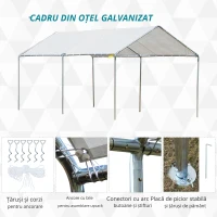 Outsunny prelata auto, cu kit ancorare, 5.95x2.9x2.6m, alba(m-5)