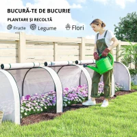 Outsunny Seră, seră din folie rezistentă la iarnă cu ușă cu fermoar rulabilă 395 x 100 x 80 cm Alb(m-4)