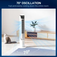HOMCOM Air Cooler with LED Display and Remote Control, Oscillating Ice Cooling Fan with 3 Speeds, 4 Modes, 12 Hour Timer, White(m-7)