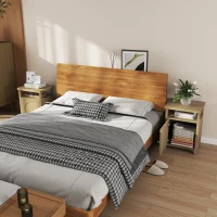 HOMCOM Set de 2 noptiere înguste masă auxiliară compartiment deschis dulap finisaj ratan, 40 x 35 x 55 cm maro(m-6)