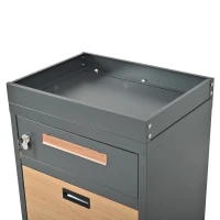 Paket- und Briefkasten mit integriertem Blumentrog, 50x37x118,5 cm, Grau+Naturfarbe(m-12)