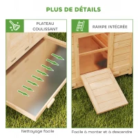 PawHut Poulailler en bois abri pour 2-4 poules toit ouvrant étanche & 2 pondoirs 150 x 100 x 96,5 cm jaune(m-7)