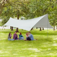 Outsunny Bâche Anti-Pluie Voile d'ombrage Toile de Camping 5,55L x 5,5l m avec Deux Hardcore Polyester Haute densité 190T imperméable Anti- UV Léger et Facile à Transporter Gris(m-10)