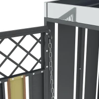 Abschließbare Mülltonnenbox, für 4 Standardtonnen mit integriertem Blumentrog, 264x80x124.5 cm, Grau+Naturfarbe(m-12)