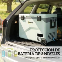 Outsunny Nevera Portátil Eléctrica 42,5L con Compresor Control por App Ruedas Asa Barra -20℃ a 20℃ y Soporte para Móvil Verde(m-6)