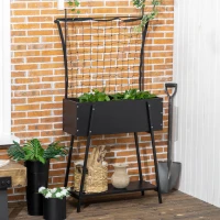 Outsunny Jardinière sur pieds avec étagère inférieure et treillis filet pour plantes et fleurs - dim. 89L x 34l x 168H cm(m-10)
