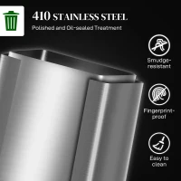 HOMCOM 60L Dual Compartment Stainless Steel Bin, with Deodoriser Holders - Silver Tone(m-5)