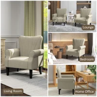 HOMCOM Upholstered Accent Chair with Rolled Arms and Wood Legs, Armchair for Living Room Bedroom, Beige(m-6)