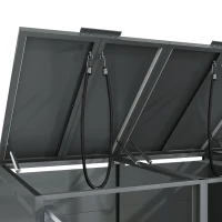 Mülltonnenbox mit hydraulischem Klappdeckel, 4-türiges Aufbewahrungsmodul, Lüftungslamellen, 264x80x118,5 cm, Grau+Naturfarbe(m-11)