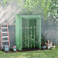 Outsunny Serre de jardin, serre de balcon, bâche renforcée PE, châssis en acier, porte zippée enroulable, pour légumes plantes fleurs en toutes saisons intérieur et extérieur, 100 x 50 x 150 cm vert(m-10)